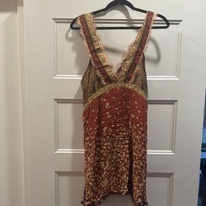 Free People Floral Lace Trim Mini Dress